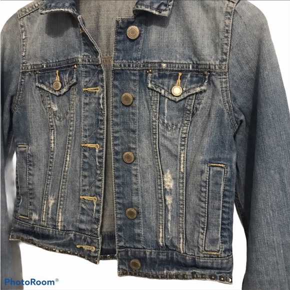 Little girls American Eagle Denim Jean Jacket. Boho. Grommet embellishments - Picture 3 of 6